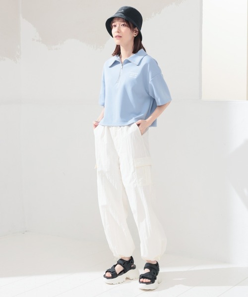 Honeys（ハニーズ）の「ハーフジップゆるトップス（Tシャツ/カットソー・レディース・アイボリー/ブラック/サックスブルー/杢グレー・SS/S/M/L/LL）」の19枚目の写真