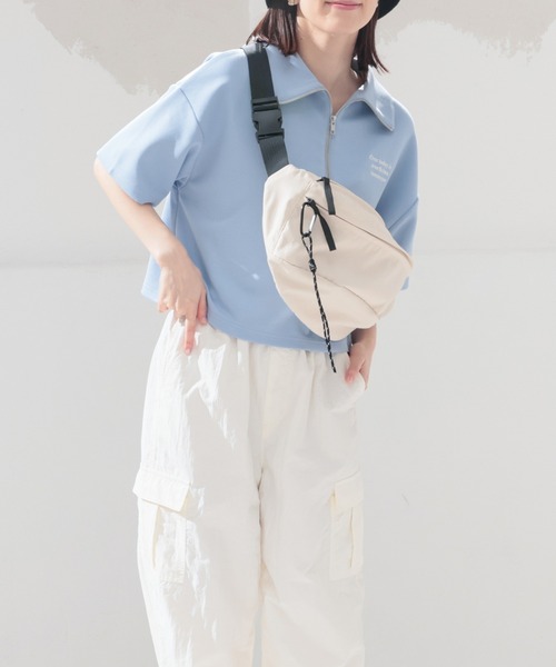 Honeys（ハニーズ）の「ハーフジップゆるトップス（Tシャツ/カットソー・レディース・アイボリー/ブラック/サックスブルー/杢グレー・SS/S/M/L/LL）」の22枚目の写真