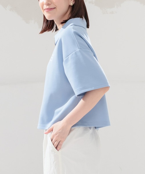 Honeys（ハニーズ）の「ハーフジップゆるトップス（Tシャツ/カットソー・レディース・アイボリー/ブラック/サックスブルー/杢グレー・SS/S/M/L/LL）」の14枚目の写真