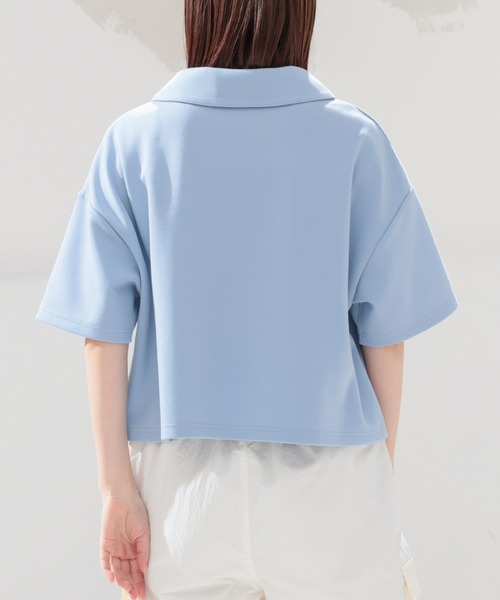 Honeys（ハニーズ）の「ハーフジップゆるトップス（Tシャツ/カットソー・レディース・アイボリー/ブラック/サックスブルー/杢グレー・SS/S/M/L/LL）」の5枚目の写真