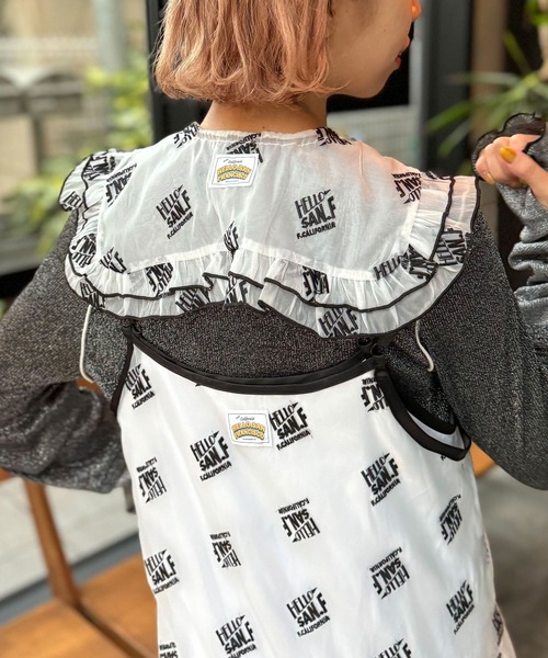 @ OHNO NOKO 花柄 ティペット つけ襟 ビジュー プリーツ スカーフ plusnao つけ襟 付け襟 レディース フェイクカラー レイヤード