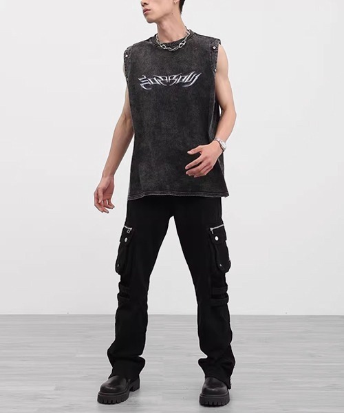 Theater code(シアターコード)の「shoulder button 2way tee / ショルダーボタン 2WAY Tシャツ タンクトップ(Tシャツ/カットソー・メンズ・ブラック・3/2)」の13枚目の写真