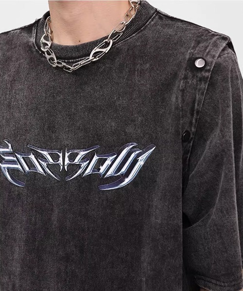 Theater code(シアターコード)の「shoulder button 2way tee / ショルダーボタン 2WAY Tシャツ タンクトップ(Tシャツ/カットソー・メンズ・ブラック・3/2)」の10枚目の写真