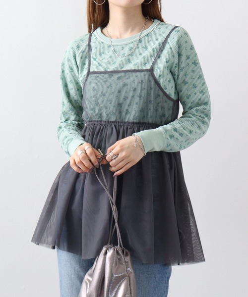 JEMORGAN(ジェーイーモーガン)の「JEMORGAN ワッフルオーバーダイロンT(パック入り)(Tシャツ/カットソー・レディース・オレンジ/イエロー/グリーン/グレー/ブルー/ブラウン/ピンク・F)」の3枚目の写真