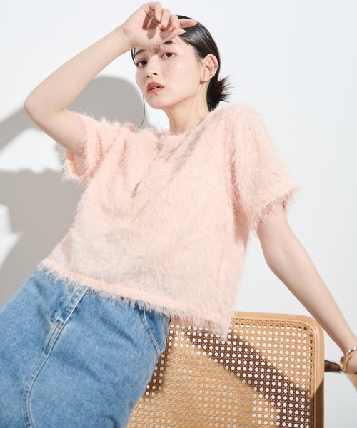 paravion（パラビオン）の「フリンジシアー半袖トップス（Tシャツ/カットソー・レディース・ホワイト/オレンジ/グレー・FREE）」の3枚目の写真