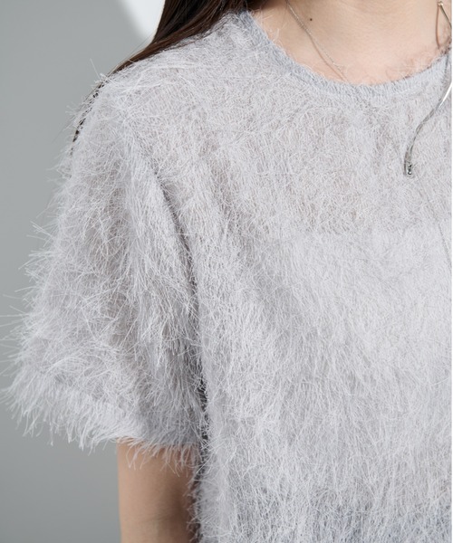 paravion（パラビオン）の「フリンジシアー半袖トップス（Tシャツ/カットソー・レディース・ホワイト/オレンジ/グレー・FREE）」の12枚目の写真