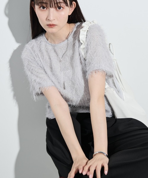 paravion（パラビオン）の「フリンジシアー半袖トップス（Tシャツ/カットソー・レディース・ホワイト/オレンジ/グレー・FREE）」の18枚目の写真