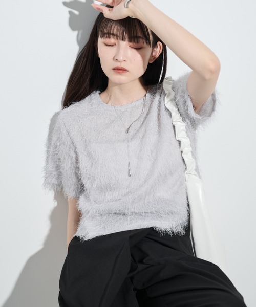 paravion（パラビオン）の「フリンジシアー半袖トップス（Tシャツ/カットソー・レディース・ホワイト/オレンジ/グレー・FREE）」の21枚目の写真