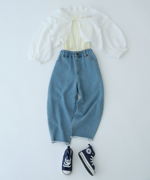 CIAOPANIC TYPY(チャオパニックティピー)の「【KIDS】【india】ネットレースシャーリング袖ボリュームボレロ(シャツ/ブラウス・キッズ・ブラック/ホワイト・XXL/XL/M)」の5枚目の写真