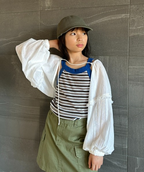 CIAOPANIC TYPY(チャオパニックティピー)の「【KIDS】【india】ネットレースシャーリング袖ボリュームボレロ(シャツ/ブラウス・キッズ・ブラック/ホワイト・XXL/XL/M)」の19枚目の写真
