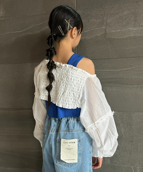 CIAOPANIC TYPY(チャオパニックティピー)の「【KIDS】【india】ネットレースシャーリング袖ボリュームボレロ(シャツ/ブラウス・キッズ・ブラック/ホワイト・XXL/XL/M)」の21枚目の写真