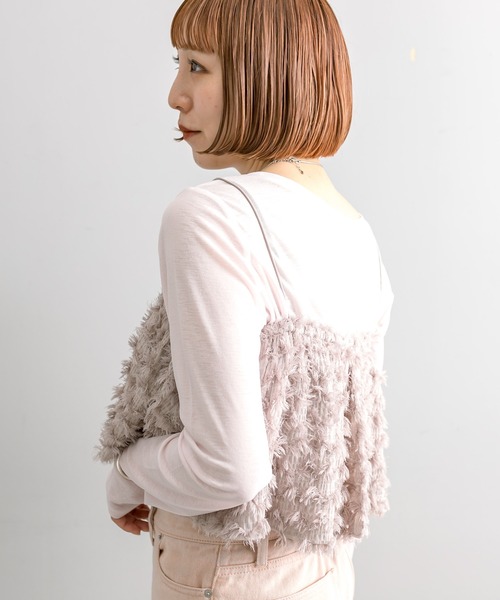 mystic フリンジジャガードキャミソールとパンツ2点セット mystic（ミスティック）の「【3色展開】フリンジジャガード