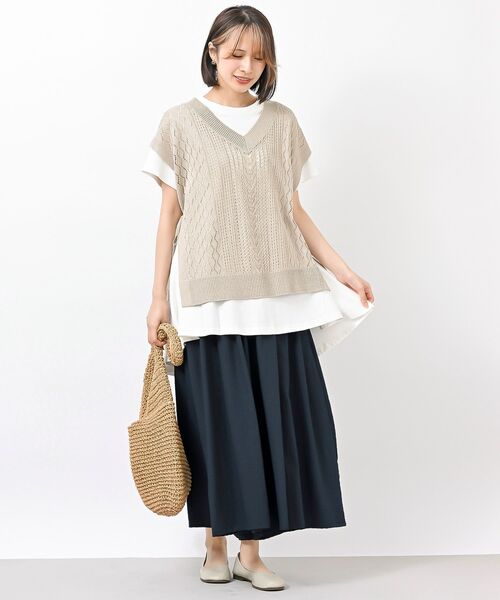 rps（アールピーエス）の「透かし総柄サイドリボンニットベスト（ベスト・レディース・ブラック/ベージュ/ベージュ系その他・フリー）」の13枚目の写真