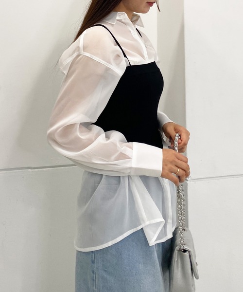 INGNI(イング)の「ニットビスチェ+シアーシャツSET(アンサンブル・レディース・オフホワイト/グレー/ブラック・M)」の12枚目の写真