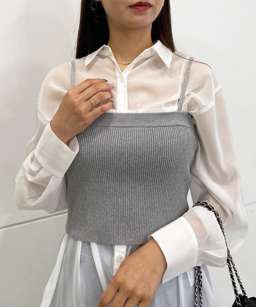 INGNI(イング)の「ニットビスチェ+シアーシャツSET(アンサンブル・レディース・オフホワイト/グレー/ブラック・M)」の22枚目の写真