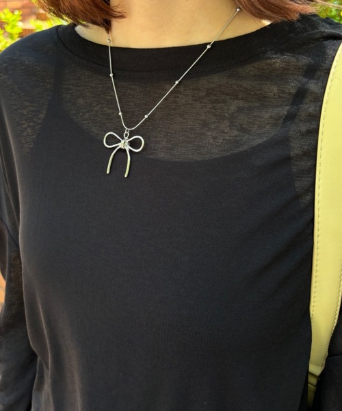 Birthday room（バースデイルーム）の「リボンモチーフネックレス / ribbon motif necklace（ネックレス・レディース・シルバー系その他/シルバー/ブラック・FREE）」の3枚目の写真