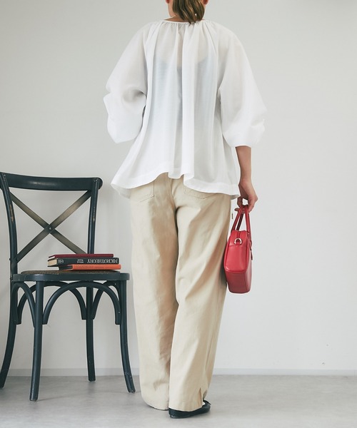 un dix cors(アンディコール)の「前後2WAYリボンシアーブラウス(シャツ/ブラウス・レディース・ブラック/ホワイト/パープル・FREE)」の6枚目の写真