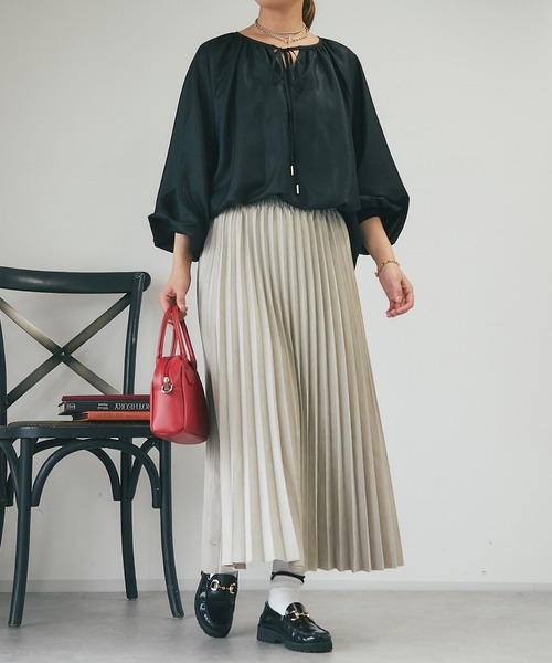 un dix cors(アンディコール)の「前後2WAYリボンシアーブラウス(シャツ/ブラウス・レディース・ブラック/ホワイト/パープル・FREE)」の21枚目の写真