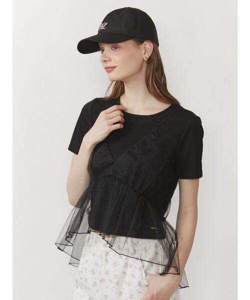 CALNAMUR（カルナムール）の「チュールキャミソールセットTシャツ（Tシャツ/カットソー・レディース・ホワイト/ブラック/ライトブルー・FREE）」の9枚目の写真