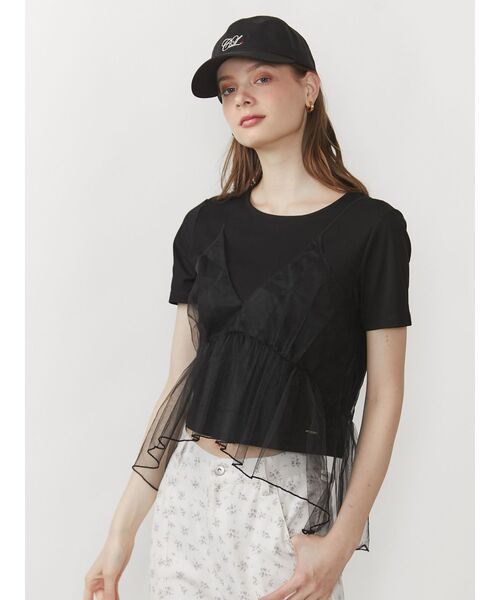 CALNAMUR（カルナムール）の「チュールキャミソールセットTシャツ（Tシャツ/カットソー・レディース・ホワイト/ブラック/ライトブルー・FREE）」の10枚目の写真