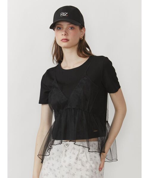 CALNAMUR（カルナムール）の「チュールキャミソールセットTシャツ（Tシャツ/カットソー・レディース・ホワイト/ブラック/ライトブルー・FREE）」の11枚目の写真