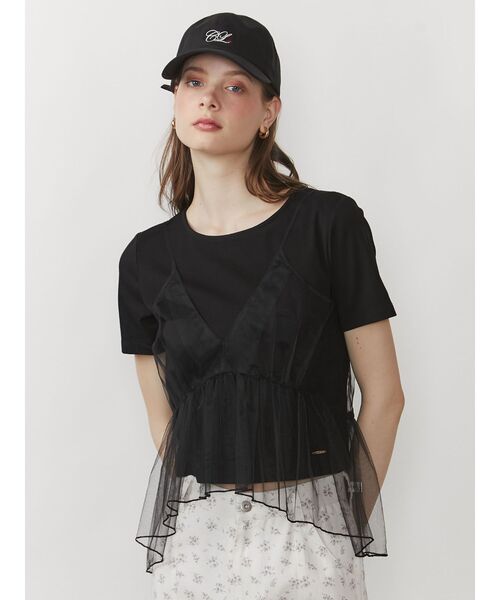 CALNAMUR（カルナムール）の「チュールキャミソールセットTシャツ（Tシャツ/カットソー・レディース・ホワイト/ブラック/ライトブルー・FREE）」の12枚目の写真