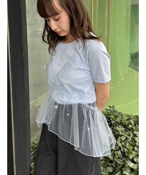 CALNAMUR（カルナムール）の「チュールキャミソールセットTシャツ（Tシャツ/カットソー・レディース・ホワイト/ブラック/ライトブルー・FREE）」の21枚目の写真