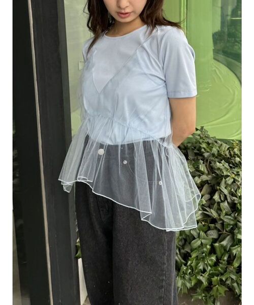 CALNAMUR（カルナムール）の「チュールキャミソールセットTシャツ（Tシャツ/カットソー・レディース・ホワイト/ブラック/ライトブルー・FREE）」の22枚目の写真