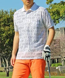 TopIsm（トップイズム）の「ゴルフウェア 総柄ロゴ ドライ鹿の子 半袖 ポロシャツ メンズ（ゴルフグッズ）」