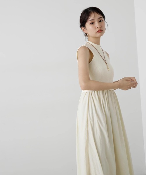 N.(N. Natural Beauty Basic)(エヌエヌナチュラルビューティーベーシック)の「◆【S Size Line】ボトルネックニットドッキングワンピース(ワンピース・レディース・ブラック/オフホワイト・MEDIUM/SMALL)」の18枚目の写真