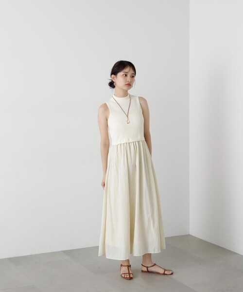 N.(N. Natural Beauty Basic)(エヌエヌナチュラルビューティーベーシック)の「◆【S Size Line】ボトルネックニットドッキングワンピース(ワンピース・レディース・ブラック/オフホワイト・MEDIUM/SMALL)」の19枚目の写真