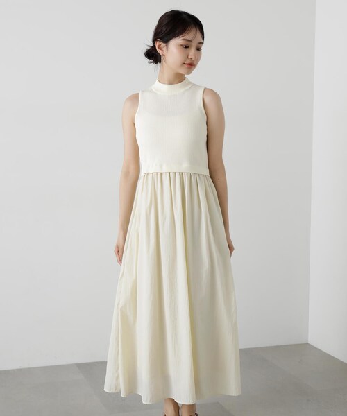 N.(N. Natural Beauty Basic)(エヌエヌナチュラルビューティーベーシック)の「◆【S Size Line】ボトルネックニットドッキングワンピース(ワンピース・レディース・ブラック/オフホワイト・MEDIUM/SMALL)」の20枚目の写真