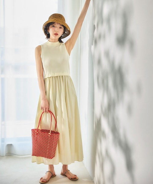 N.(N. Natural Beauty Basic)(エヌエヌナチュラルビューティーベーシック)の「◆【S Size Line】ボトルネックニットドッキングワンピース(ワンピース・レディース・ブラック/オフホワイト・MEDIUM/SMALL)」の2枚目の写真