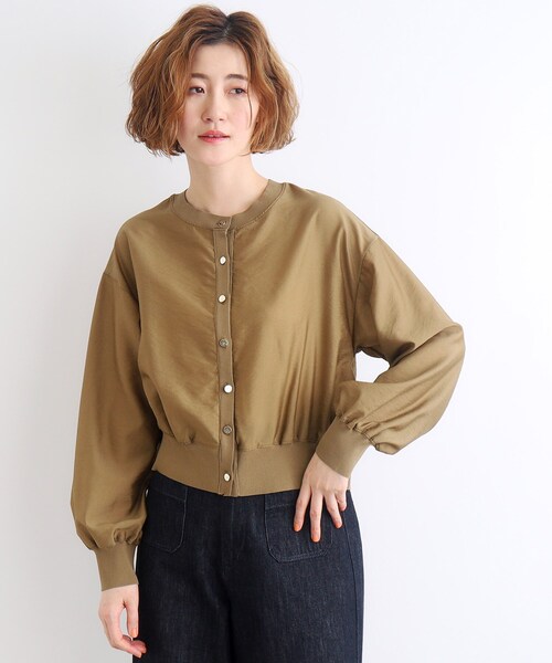 grove（グローブ）の「◆布帛コンビニットカーディガン（カーディガン/ボレロ・レディース・カーキ/ブラック/アイボリー・04/03/02/01/05）」の3枚目の写真