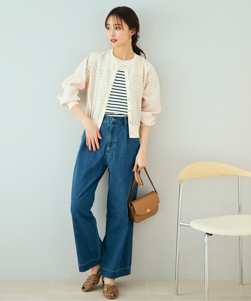 grove（グローブ）の「◆布帛コンビニットカーディガン（カーディガン/ボレロ・レディース・カーキ/ブラック/アイボリー・04/03/02/01/05）」の6枚目の写真