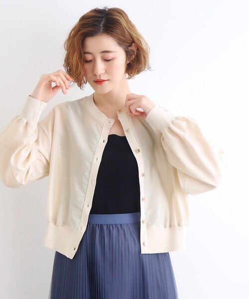 grove（グローブ）の「◆布帛コンビニットカーディガン（カーディガン/ボレロ・レディース・カーキ/ブラック/アイボリー・04/03/02/01/05）」の7枚目の写真