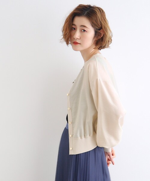 grove（グローブ）の「◆布帛コンビニットカーディガン（カーディガン/ボレロ・レディース・カーキ/ブラック/アイボリー・04/03/02/01/05）」の8枚目の写真