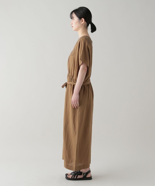 【500円引きクーポン】 セール】《natural by clip》リネンレーヨンレース付き サロペット・オーバーオール・オールインワン