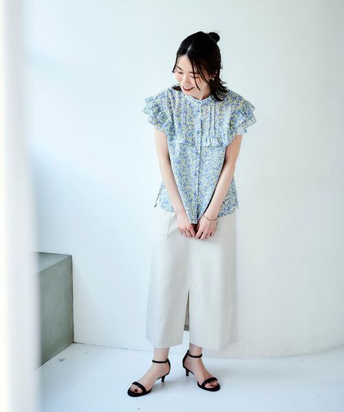 アルアバイル　リーフプリント フリルブラウス 美品☆ルルウィルビー リーフプリントブラウス 矢田亜希子さん
