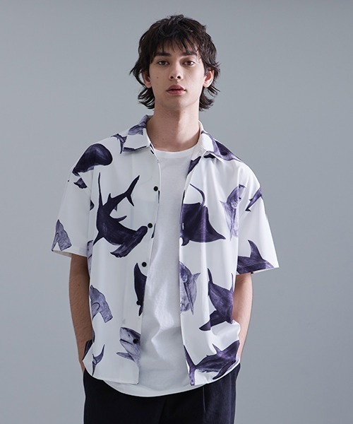 Revo.（レボ）の「Revo. 総柄アソート セミオープンカラー半袖シャツ（シャツ/ブラウス・メンズ・カーキ系/サックスブルー系/ブルー系/ホワイト系1/ブラック系/ブラック系1/ベージュ系/ホワイト系・2/1）」の10枚目の写真