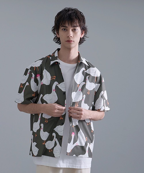 セール】Revo. 総柄アソート セミオープンカラー半袖シャツ（シャツ