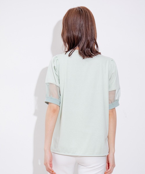 Jayro(ジャイロ)の「袖チュールロゴプリントカットソー(Tシャツ/カットソー・レディース・ブラック/カーキ/ホワイト系その他/ライトグリーン・M)」の13枚目の写真