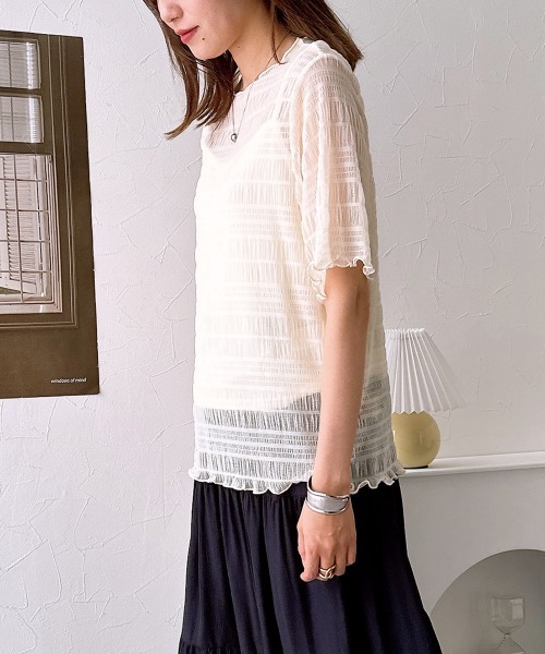 nissen(ニッセン)の「【販売終了】2点セット(半袖プルオーバー+キャミソール)(シャツ/ブラウス・レディース・オフホワイト/ブラック・M/L)」の17枚目の写真