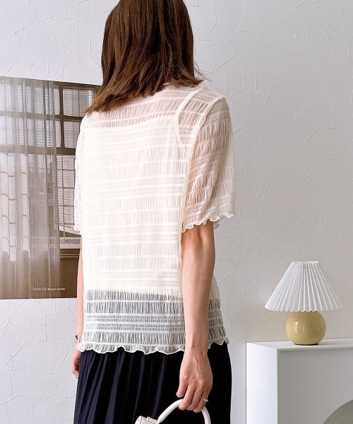 nissen(ニッセン)の「【販売終了】2点セット(半袖プルオーバー+キャミソール)(シャツ/ブラウス・レディース・オフホワイト/ブラック・M/L)」の16枚目の写真