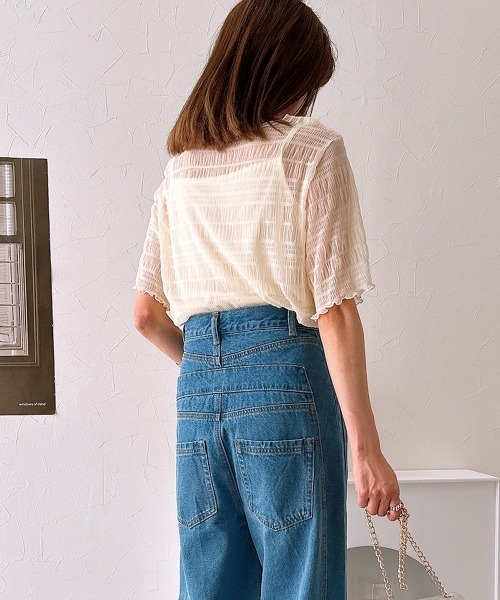 nissen(ニッセン)の「【販売終了】2点セット(半袖プルオーバー+キャミソール)(シャツ/ブラウス・レディース・オフホワイト/ブラック・M/L)」の20枚目の写真