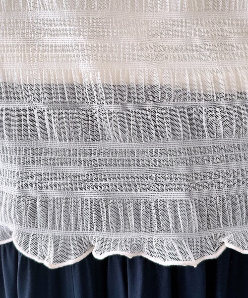 nissen(ニッセン)の「【販売終了】2点セット(半袖プルオーバー+キャミソール)(シャツ/ブラウス・レディース・オフホワイト/ブラック・M/L)」の5枚目の写真