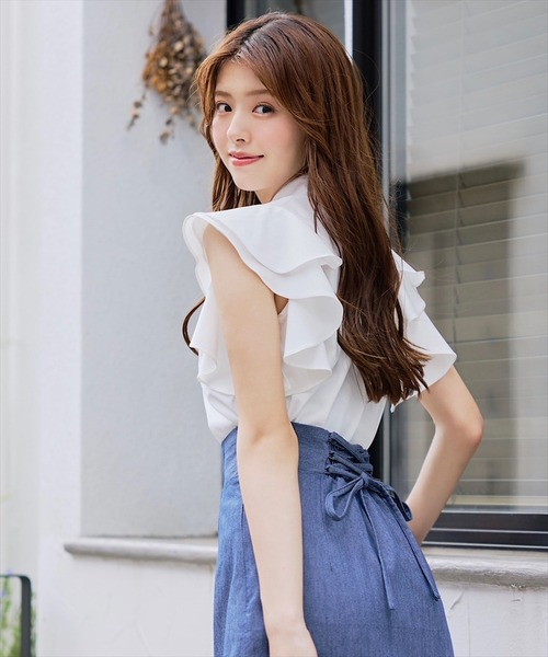 SWINGLE（スウィングル）の「切替デニムマーメイドスカート（スカート・レディース・ブルー/ブラック/ライトベージュ・FREE）」の19枚目の写真