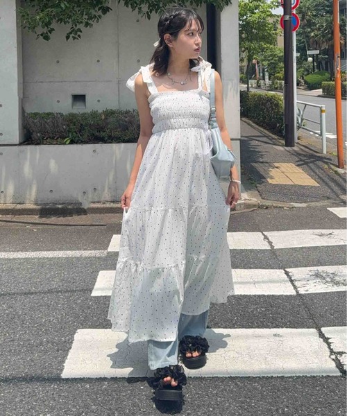AS KNOW AS plus(アズノゥアズプラス)の「◎2WAYリボンティアードキャミワンピース(ワンピース・レディース・ブラック系/チェック/サックスブルー/アイボリー系/ブラック/ピンク系/ブラック系1/ネイビー系1/アイボリー系1・FREE)」の20枚目の写真