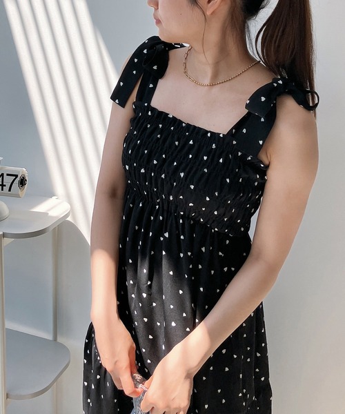 AS KNOW AS plus（アズノゥアズプラス）の「◎2WAYリボンティアードキャミワンピース（ワンピース・レディース・ブラック系/チェック/サックスブルー/アイボリー系/ブラック/ピンク系・FREE）」の11枚目の写真