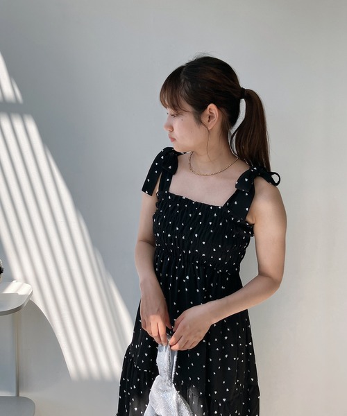 AS KNOW AS plus（アズノゥアズプラス）の「◎2WAYリボンティアードキャミワンピース（ワンピース・レディース・ブラック系/チェック/サックスブルー/アイボリー系/ブラック/ピンク系・FREE）」の12枚目の写真